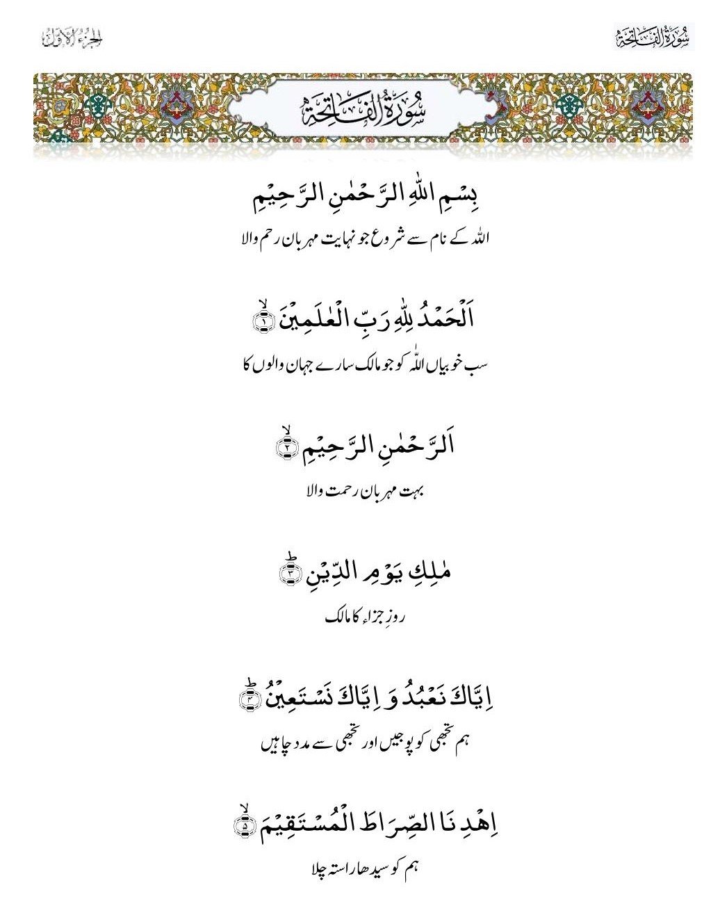 Surah Al-Fatiha Roman Transliteration